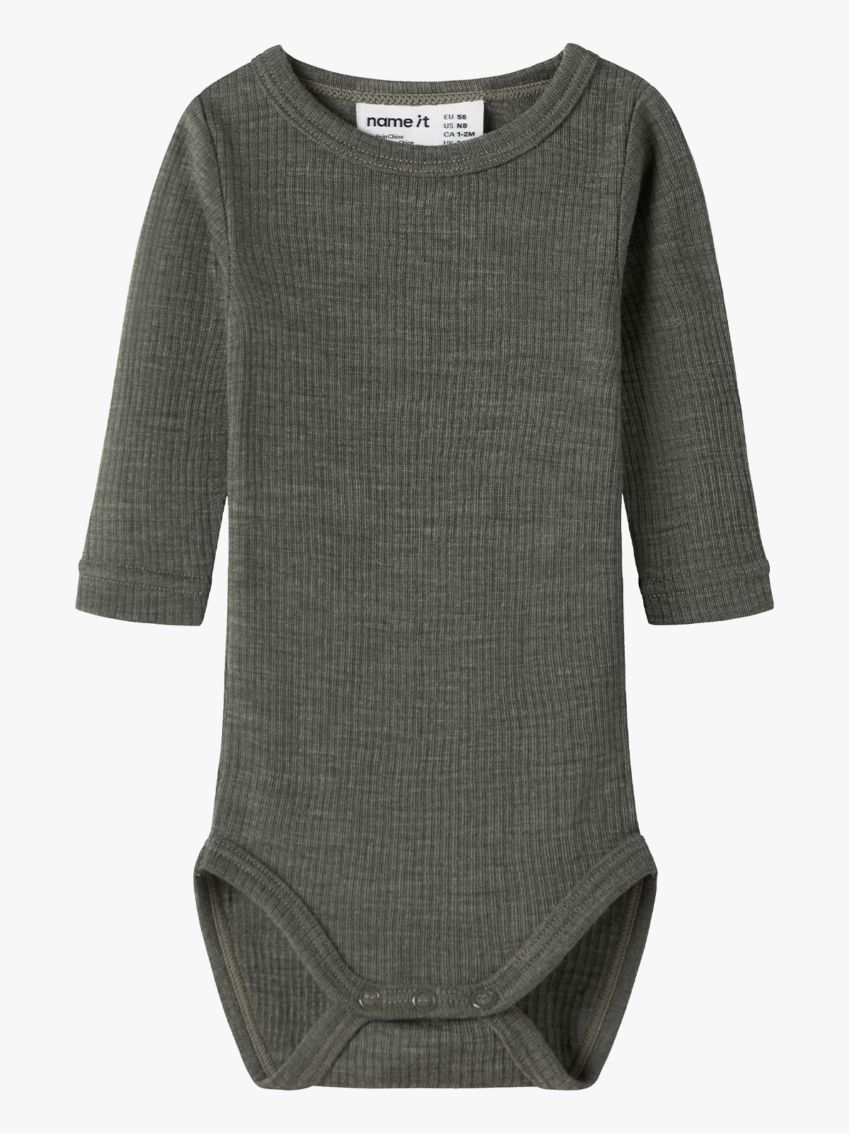 Name It Wax Wool Rib Long Sleeve Body Mulled Basil