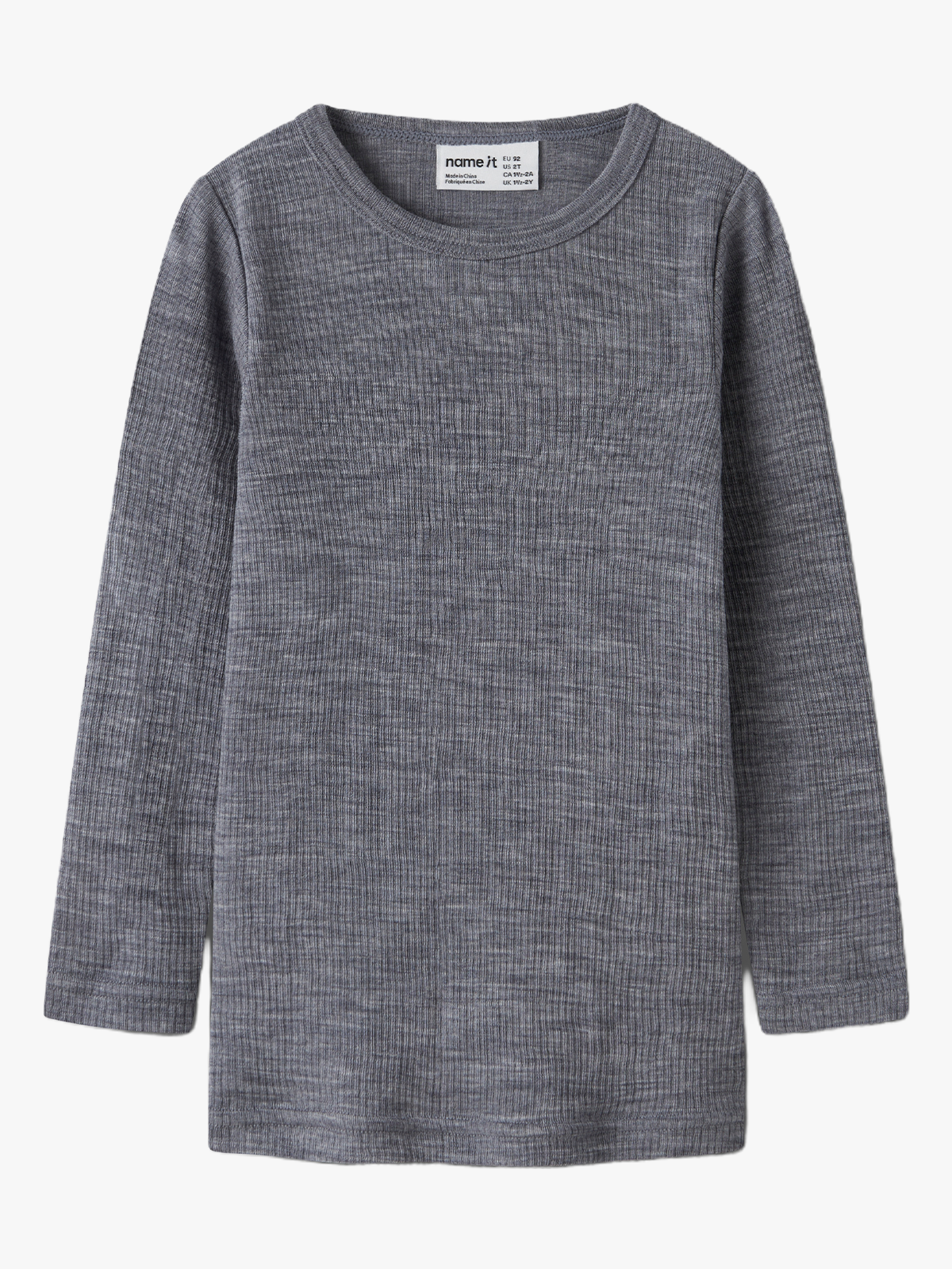 Name It Wax Wool Rib Long Sleeve Top Folkstone Gray