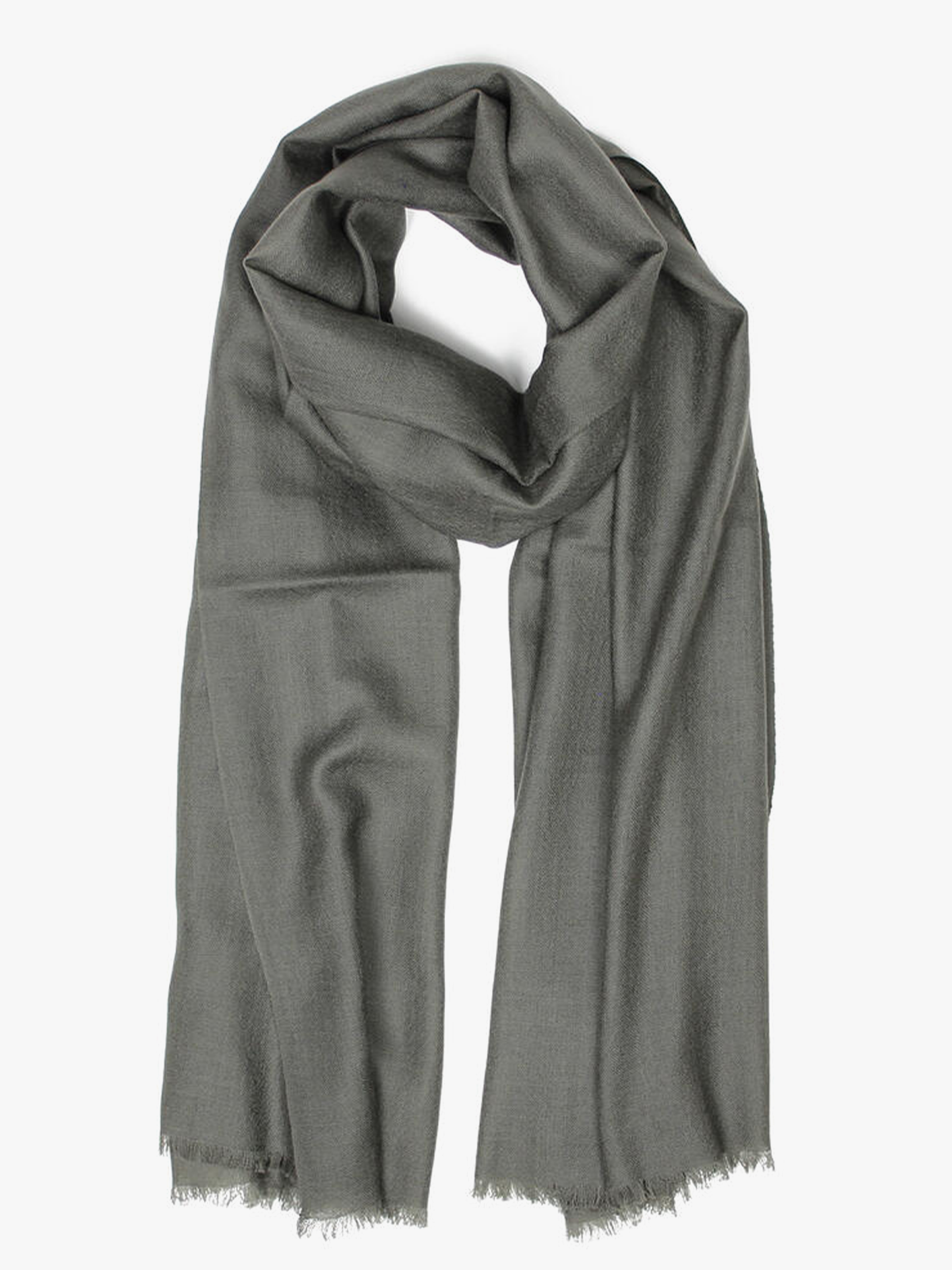 Nohr Studio Klassisk Ensfarget Ullskjerf Oliven Grønn