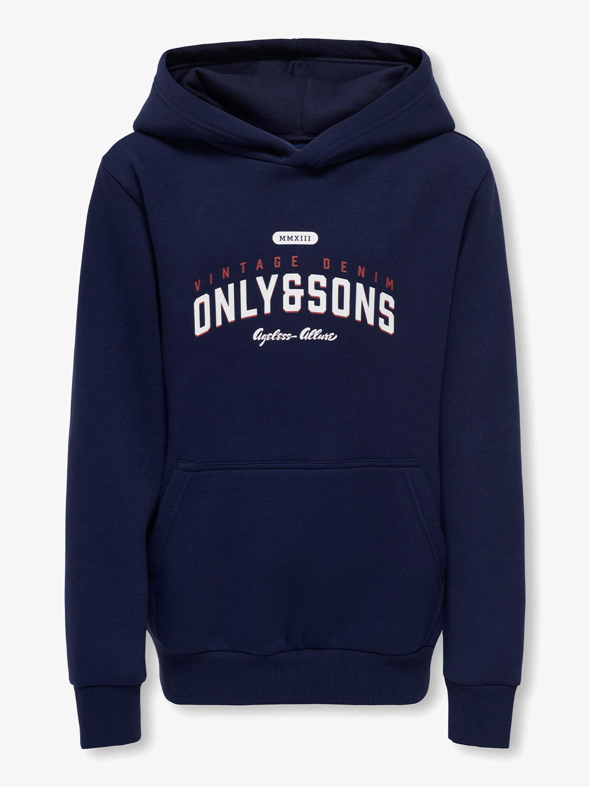 Only & Sons Jr Ceres Reg Vintage Print Hood Sweat Evening Blue