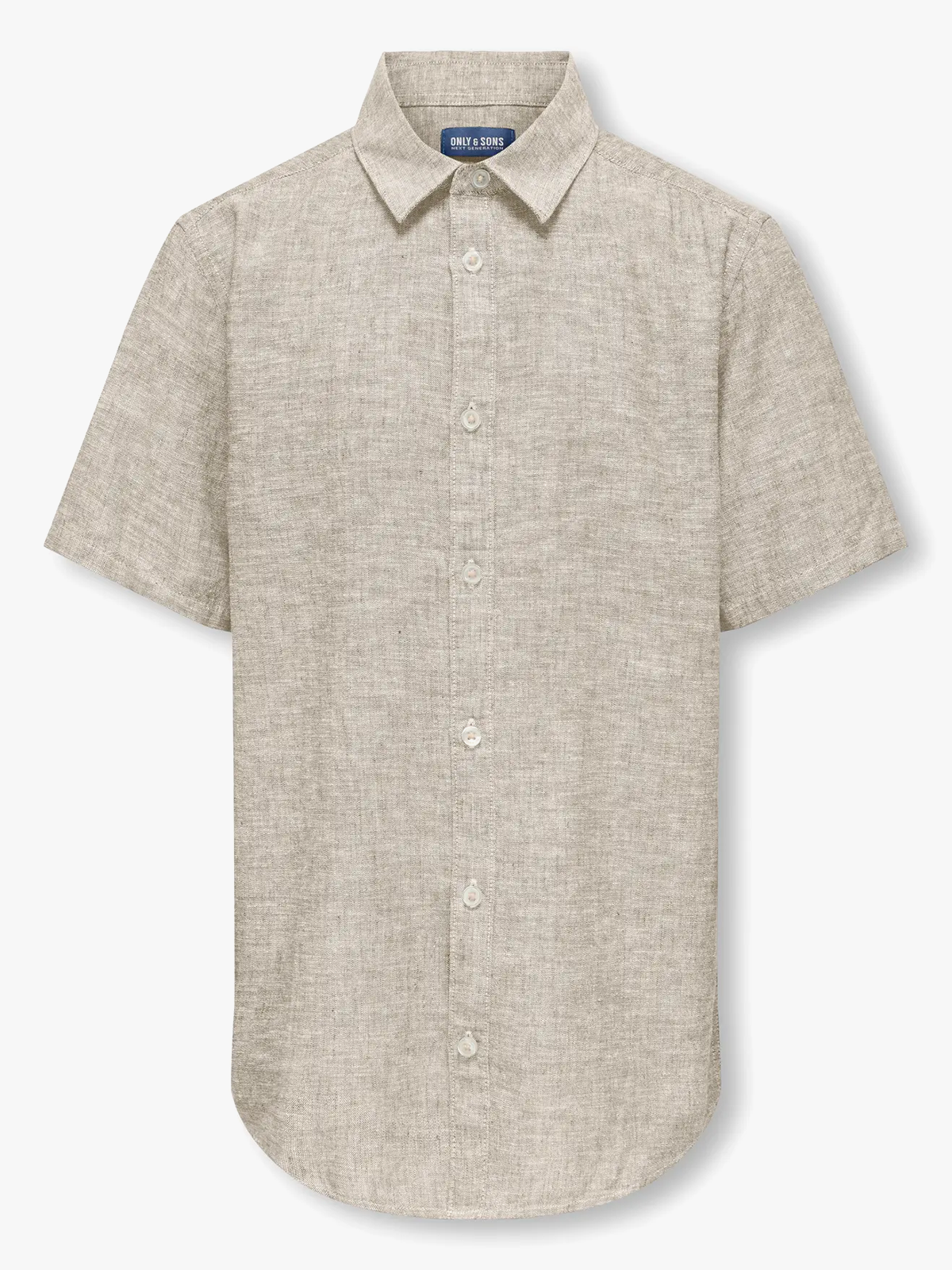Only & Sons Jr Caiden Life Short Sleeve Solid Linen Shirt Woven Chinchilla