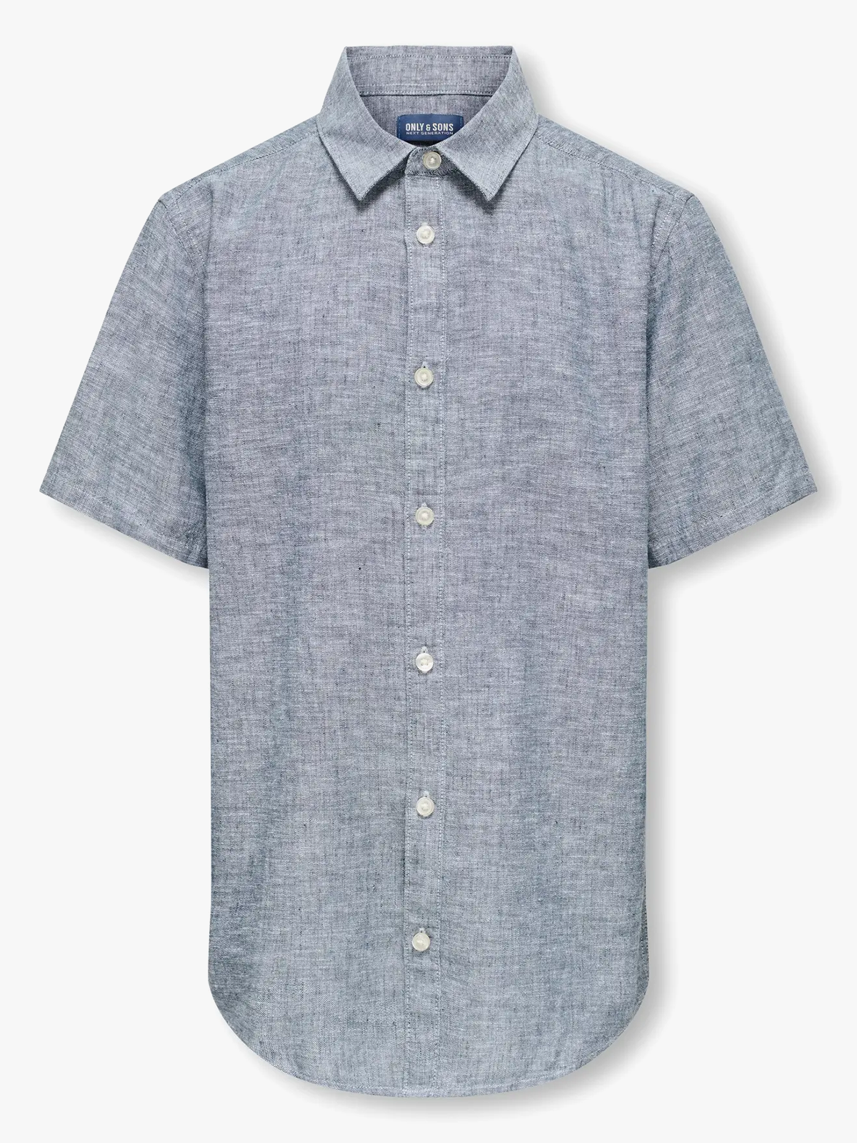 Only & Sons Jr Caiden Life Short Sleeve Solid Linen Shirt Woven Dress Blues