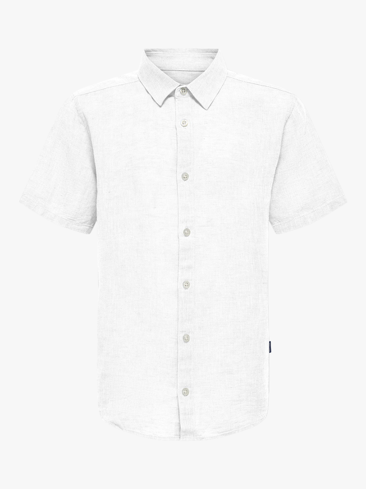 Only & Sons Jr Caiden Life Short Sleeve Solid Linen Shirt Woven White