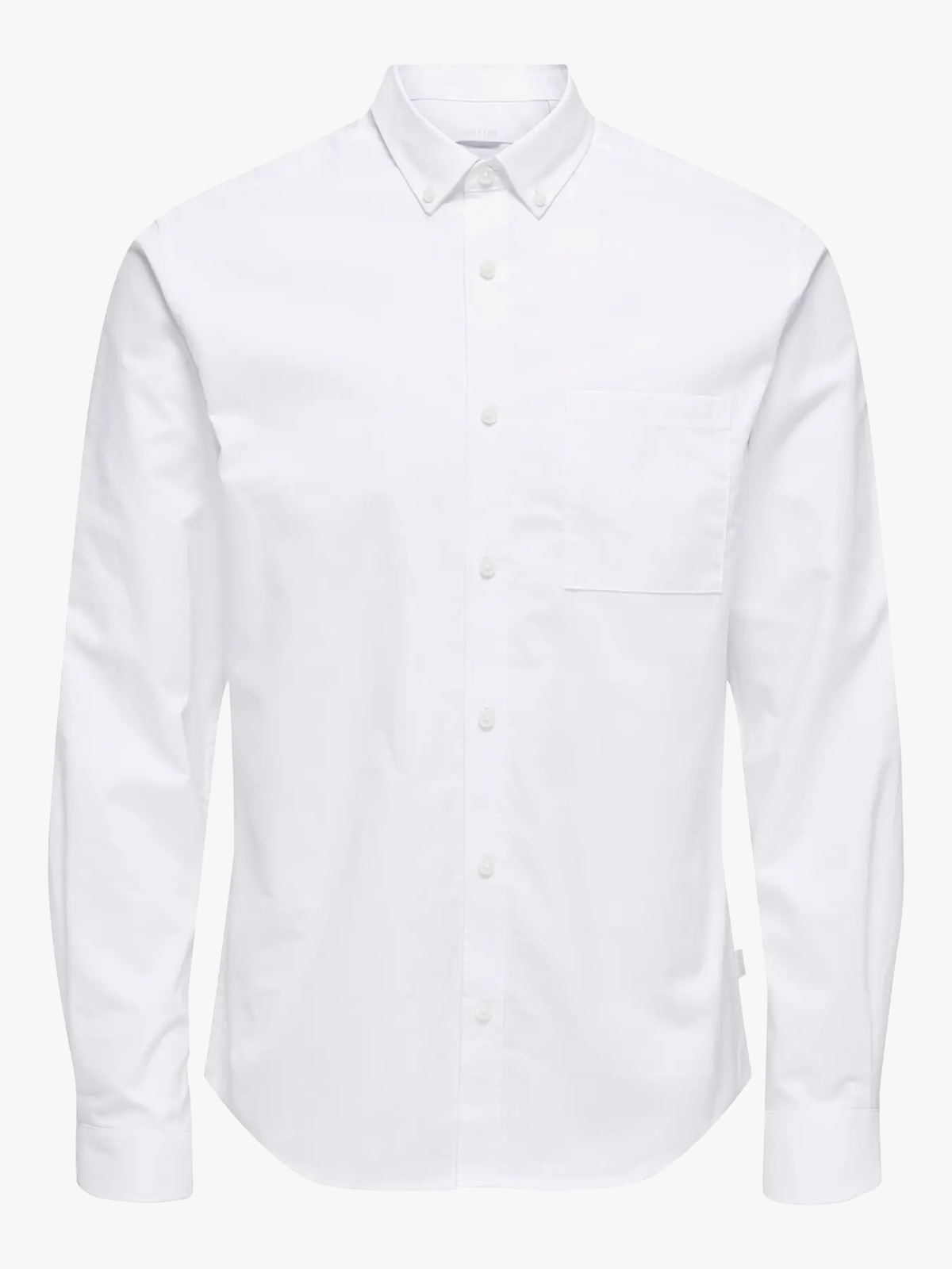 Only & Sons Alvaro Slim Long Sleeve Oxford Shirt White