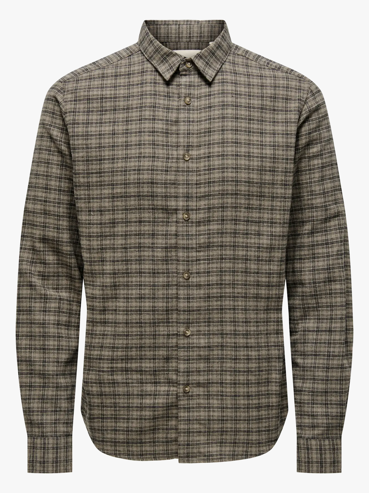 Only & Sons Gudmund Long Sleeve Checked Shirt Walnut JET BLACK