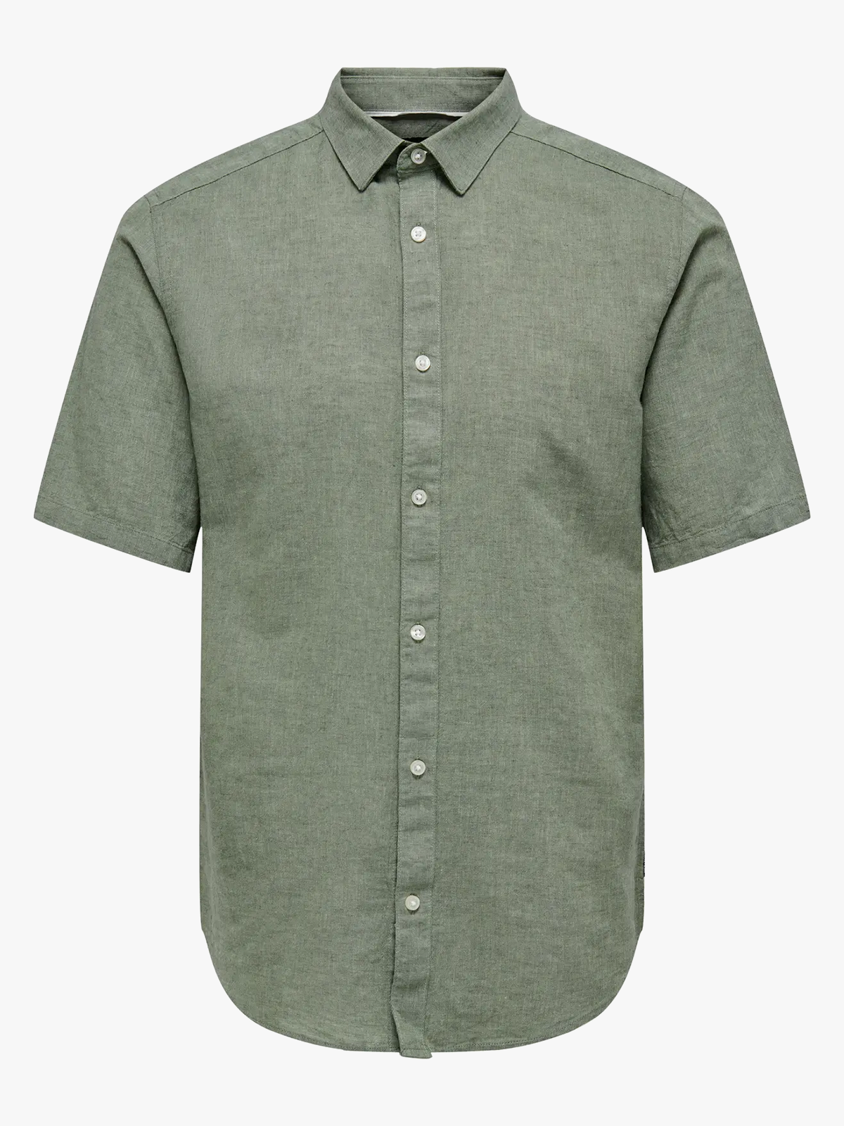 Only & Sons Caiden Short Sleeve Solid Linen Shirt Swamp