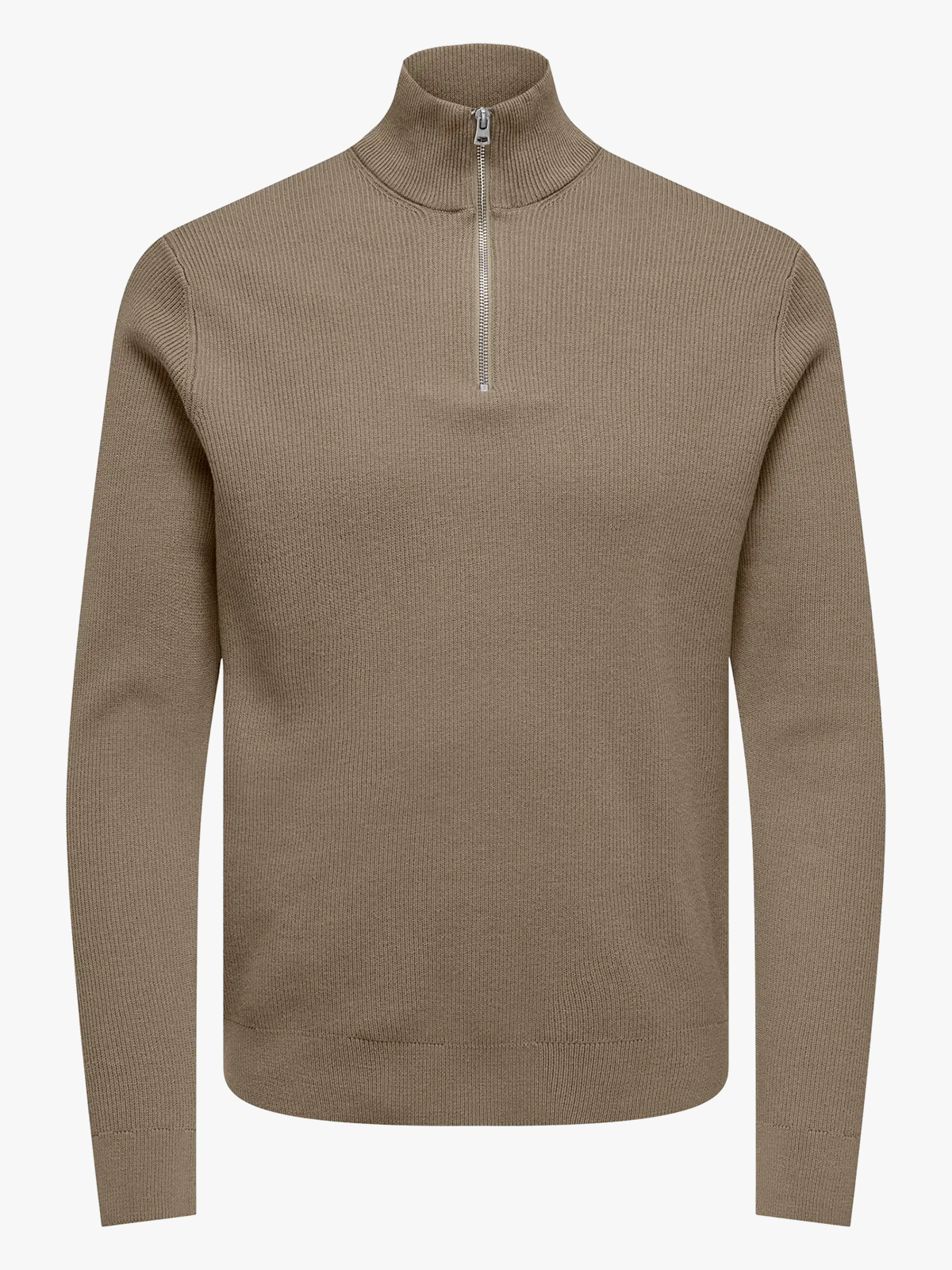 Only & Sons Phil Reg Cotton Half Zip Knit Desert Taupe