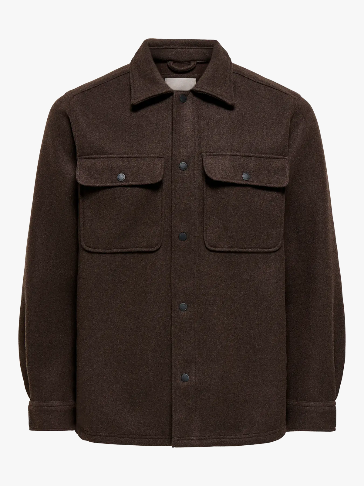 Only & Sons Only & Sons Ash Woolen Look Long Sleeve Shirt Demitasse Melange