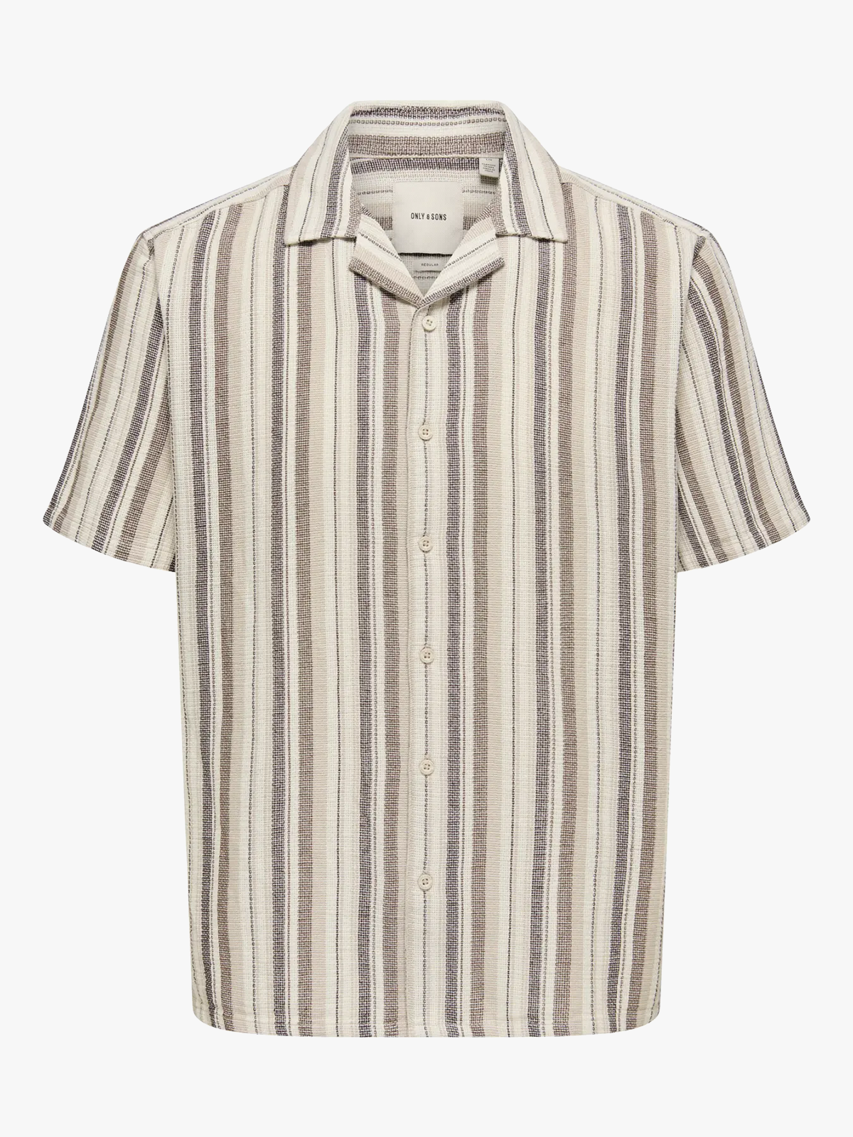 Only & Sons Trev Life Structure Stripe Short Sleeve Shirt Gardenia Coffe Bean / Teak / Irish Cream
