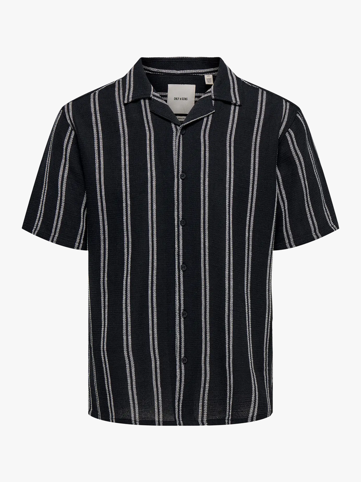 Only & Sons Trev Life Structure Stripe Short Sleeve Shirt Dark Navy