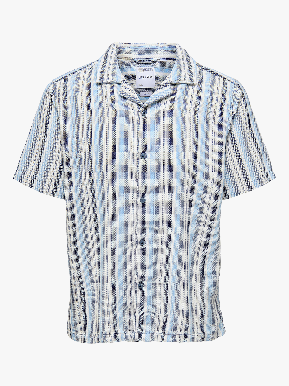 Only & Sons Trev Life Structure Stripe Short Sleeve Shirt Vintage Indigo