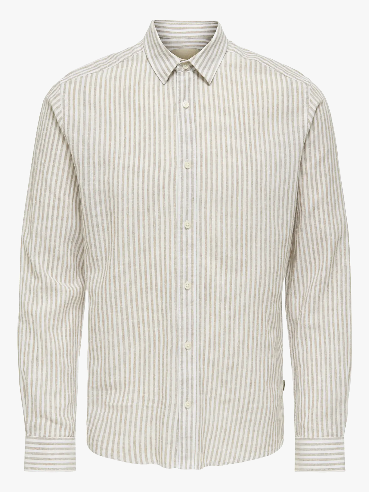 Only & Sons Caiden Life Long Sleeve Stripe Linen Chinchilla