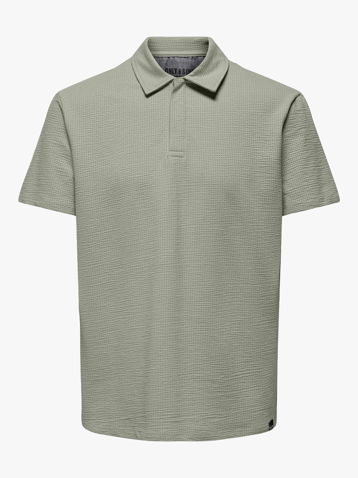 Only & Sons Kian Life Regular Seersucker Short Sleeve Polo Seagrass
