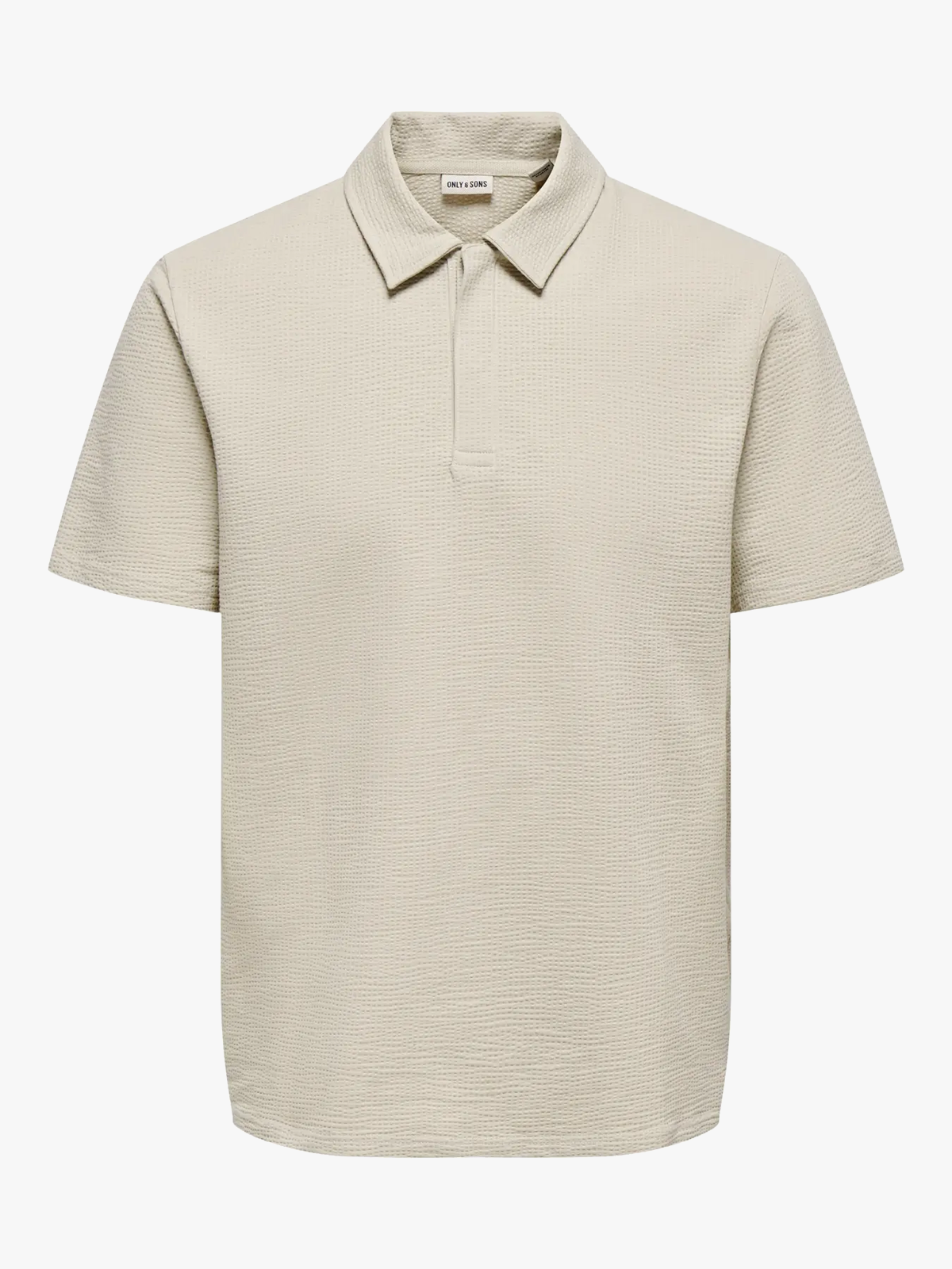 Only & Sons Kian Life Regular Seersucker Short Sleeve Polo Silver Lining