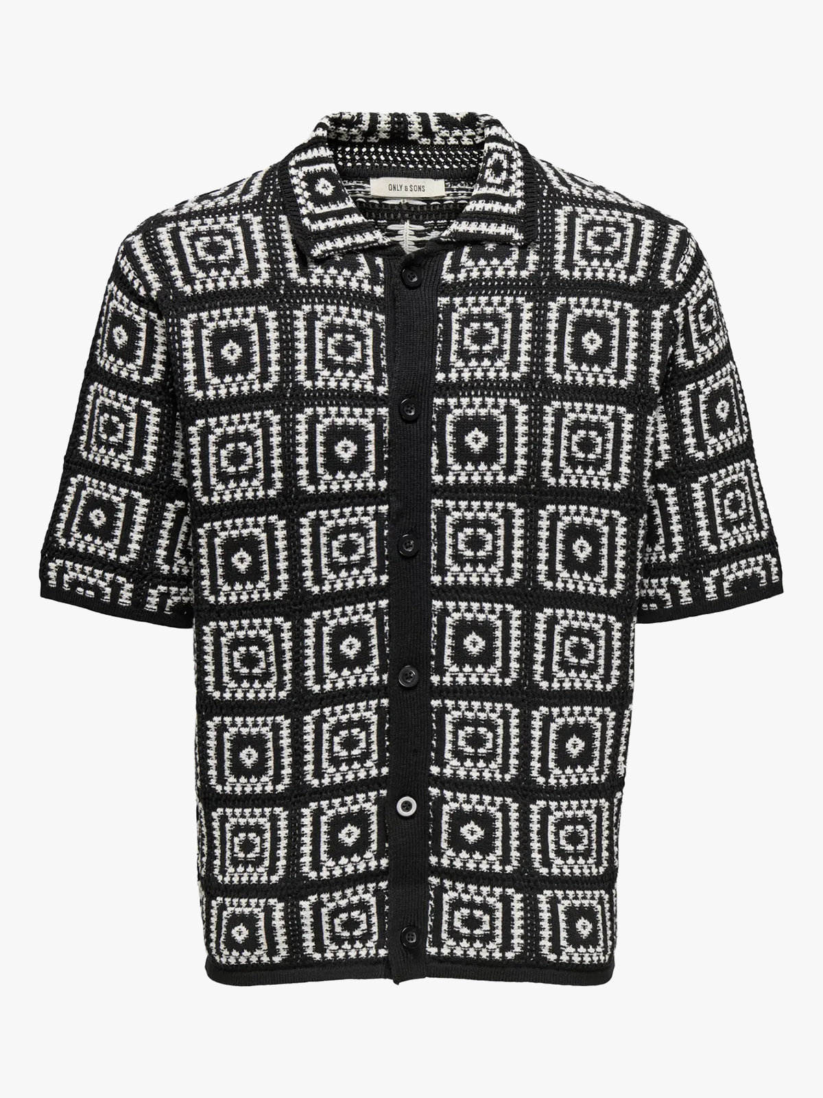 Only & Sons Bart Relax Short Sleeve Shirt Knit Black / Egret