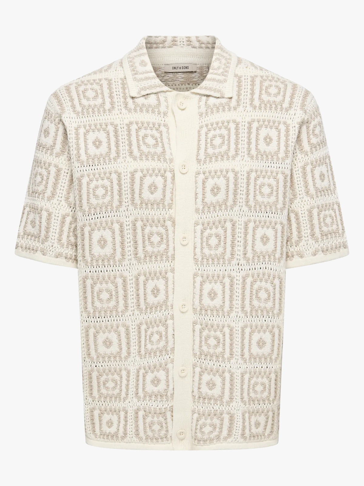 Only & Sons Bart Relax Short Sleeve Shirt Knit Silver Lining / Egret