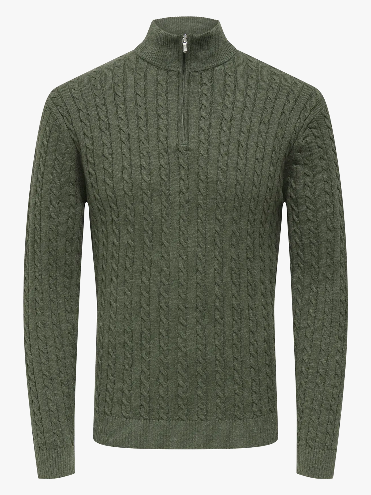 Only & Sons Loui Reg 12 Cabel Half Zip Knit Castor Gray Melange