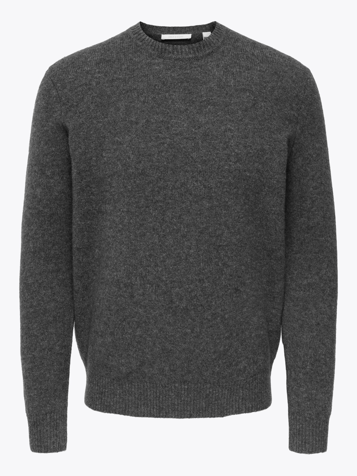 Only & Sons Ray Regular Long Sleeve Crew Knit Dark Grey Melange