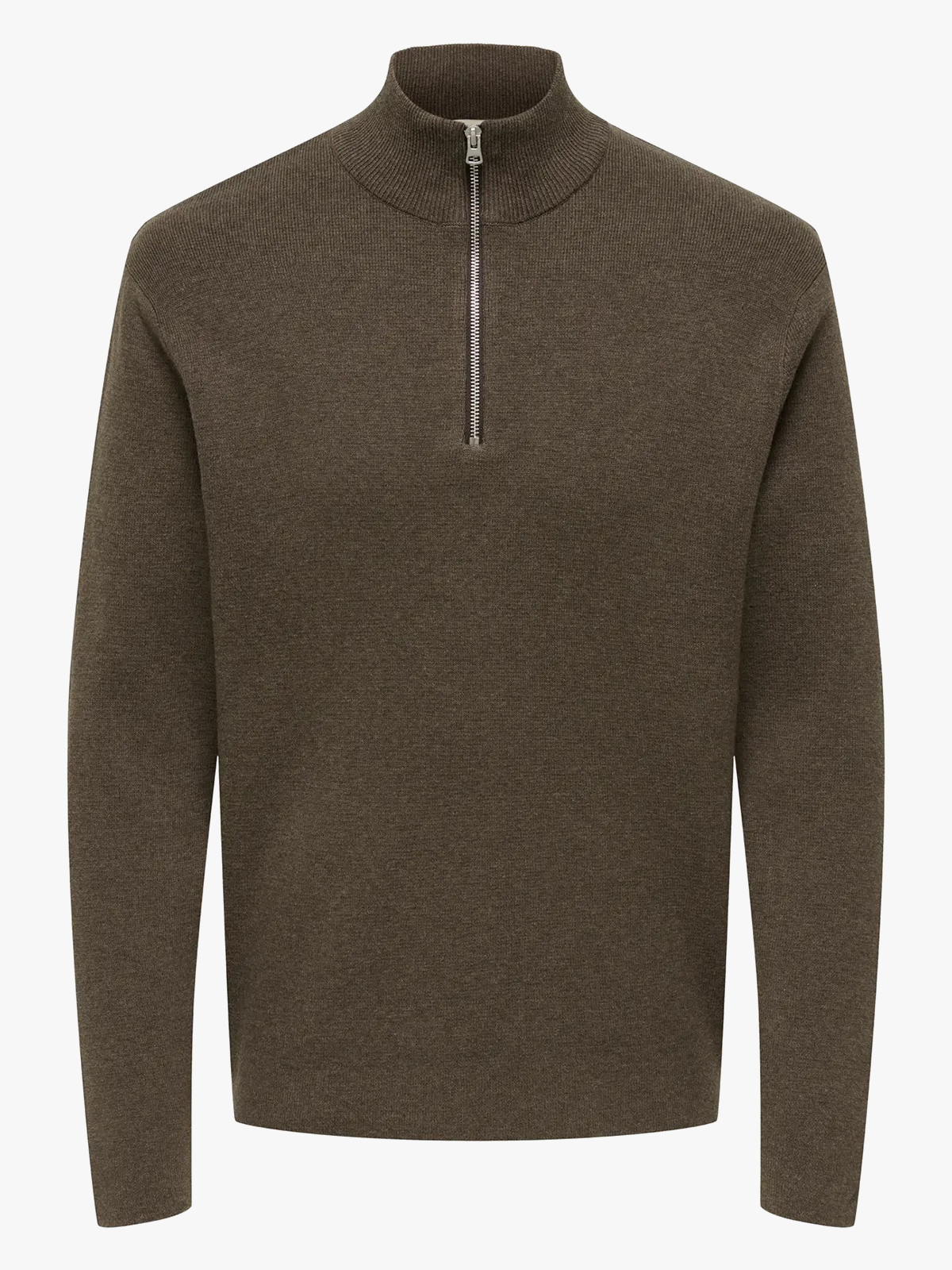 Only & Sons Ting Life Regular Half Zip Knit Coffee Bean