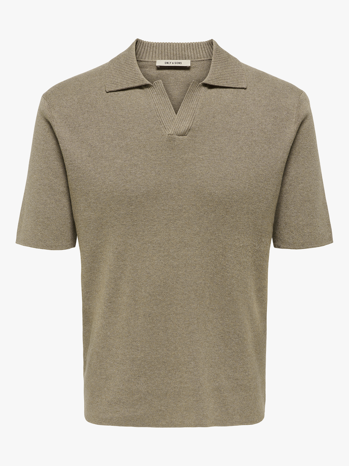 Only & Sons Travis Regular Short Sleeve Mel Knit Desert Taupe Melange