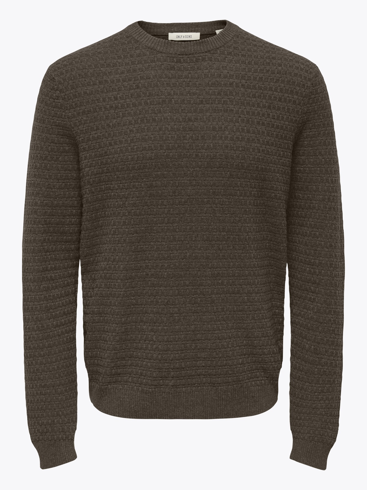 Only & Sons Loui Long Sleeve Structure Crew Regular Brun