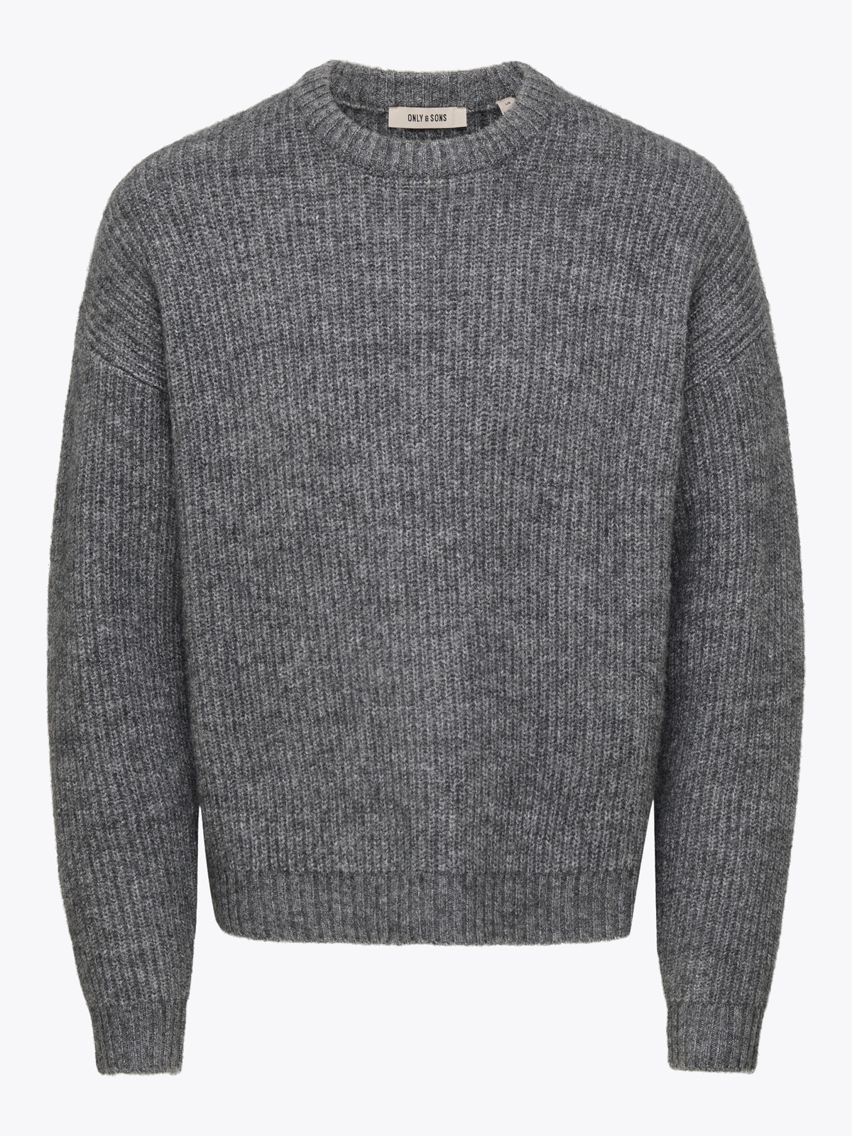 Only & Sons Bob DS Long Sleeve Crew Knit Medium Grey Melange