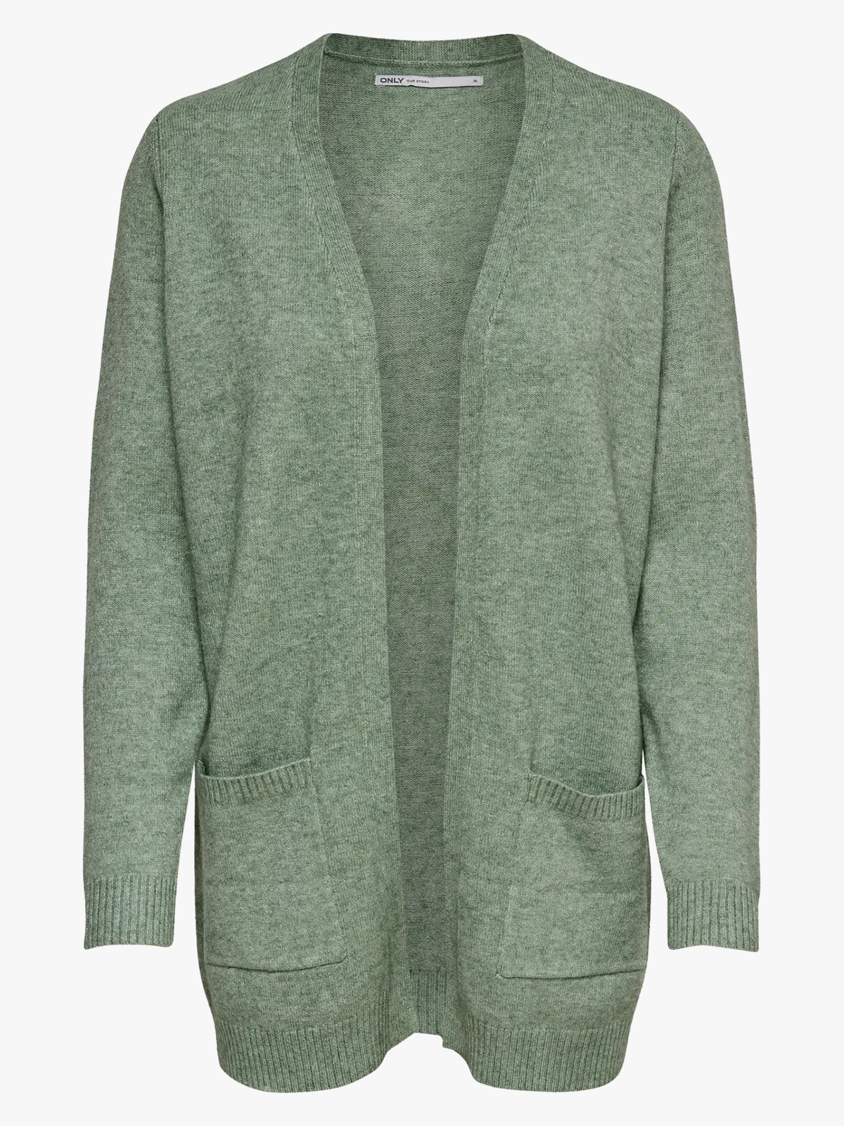 Only Lesly Long Sleeve Open Cardigan Knit Basil Melange