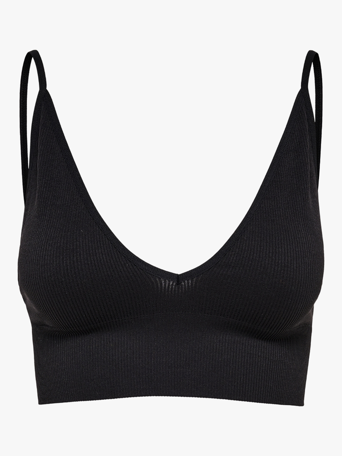 Only Vicky Rib Seamless V-Neck Top Black