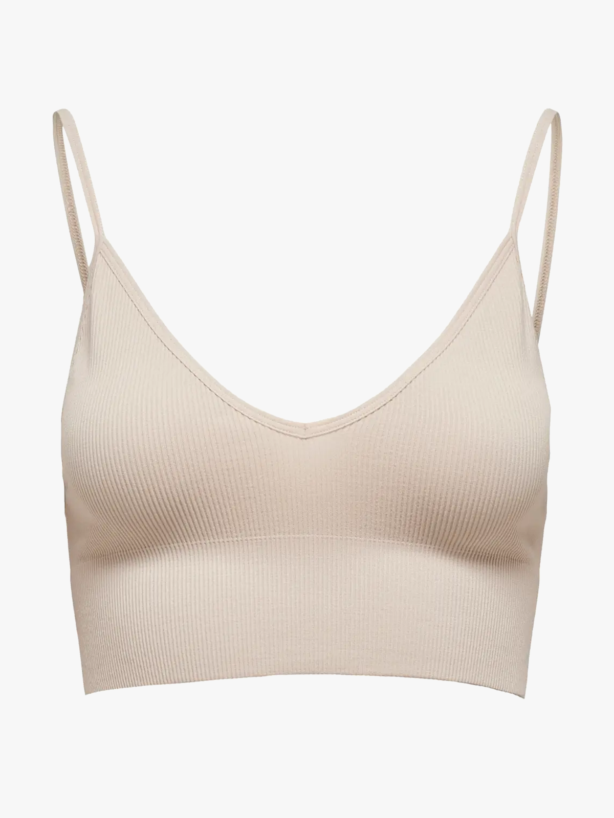 Only Vicky Rib Seamless V-Neck Top Peach Taffy