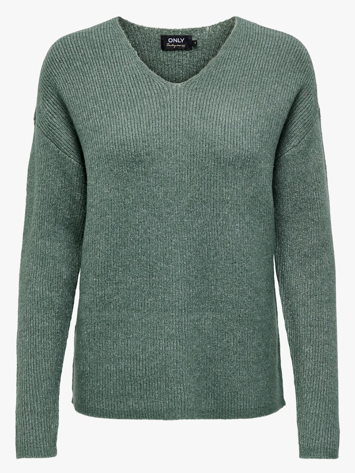 Only Camilla V-Neck Long Sleeve Pullover Knit Laurel Wreath Melange