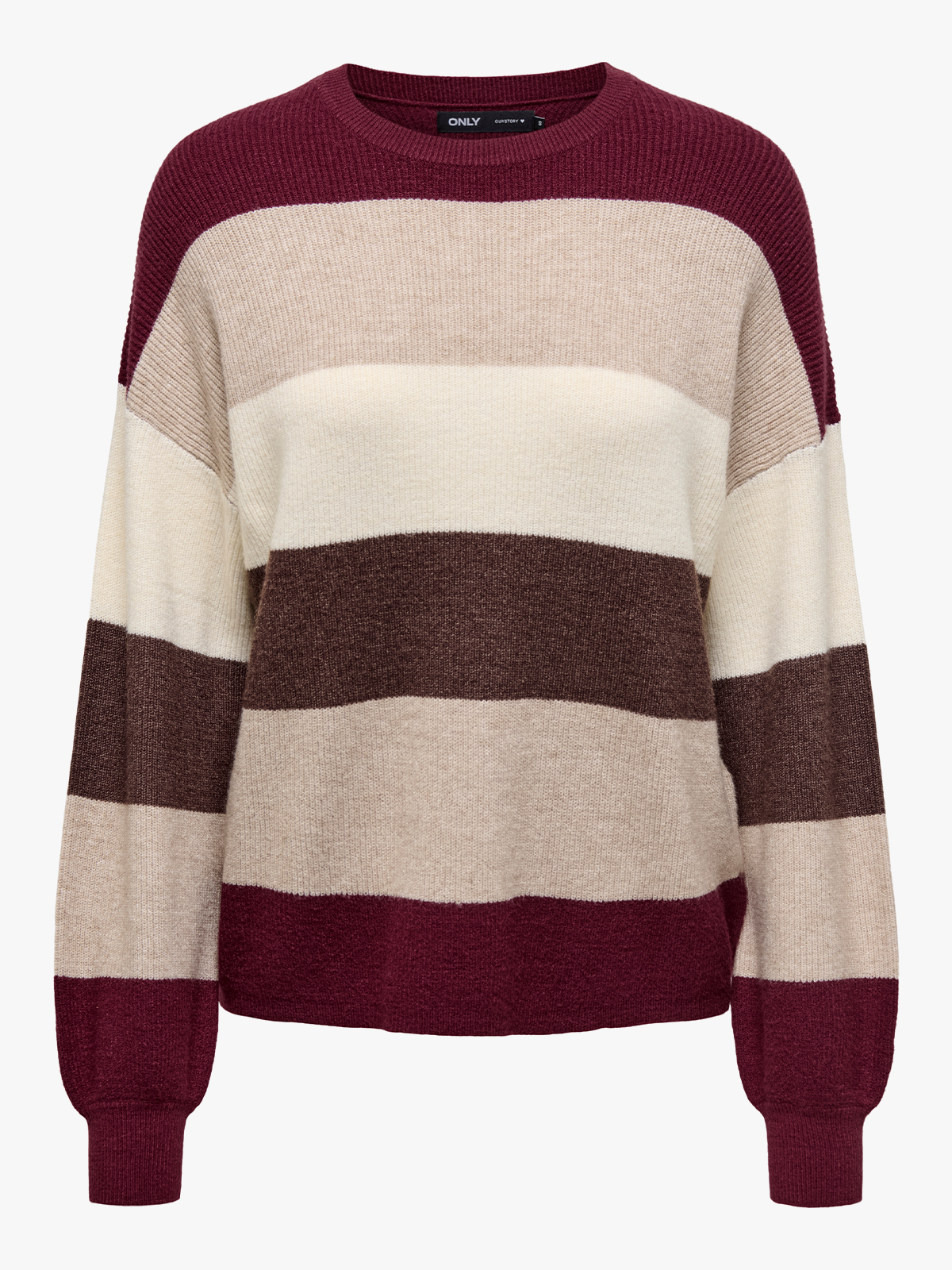 Only Atia Long Sleeve Stripe Pullover Knit Zinfandel