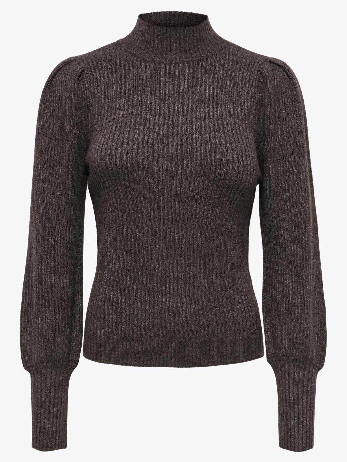 Only Katia Long Sleeve Highneck Pullover Knit Chocolate Torte