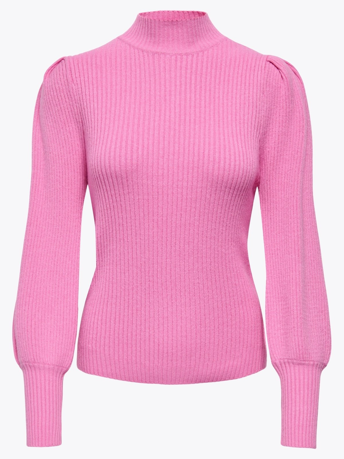 Only Katia Long Sleeve Highneck Pullover Knit Fuchsia Pink