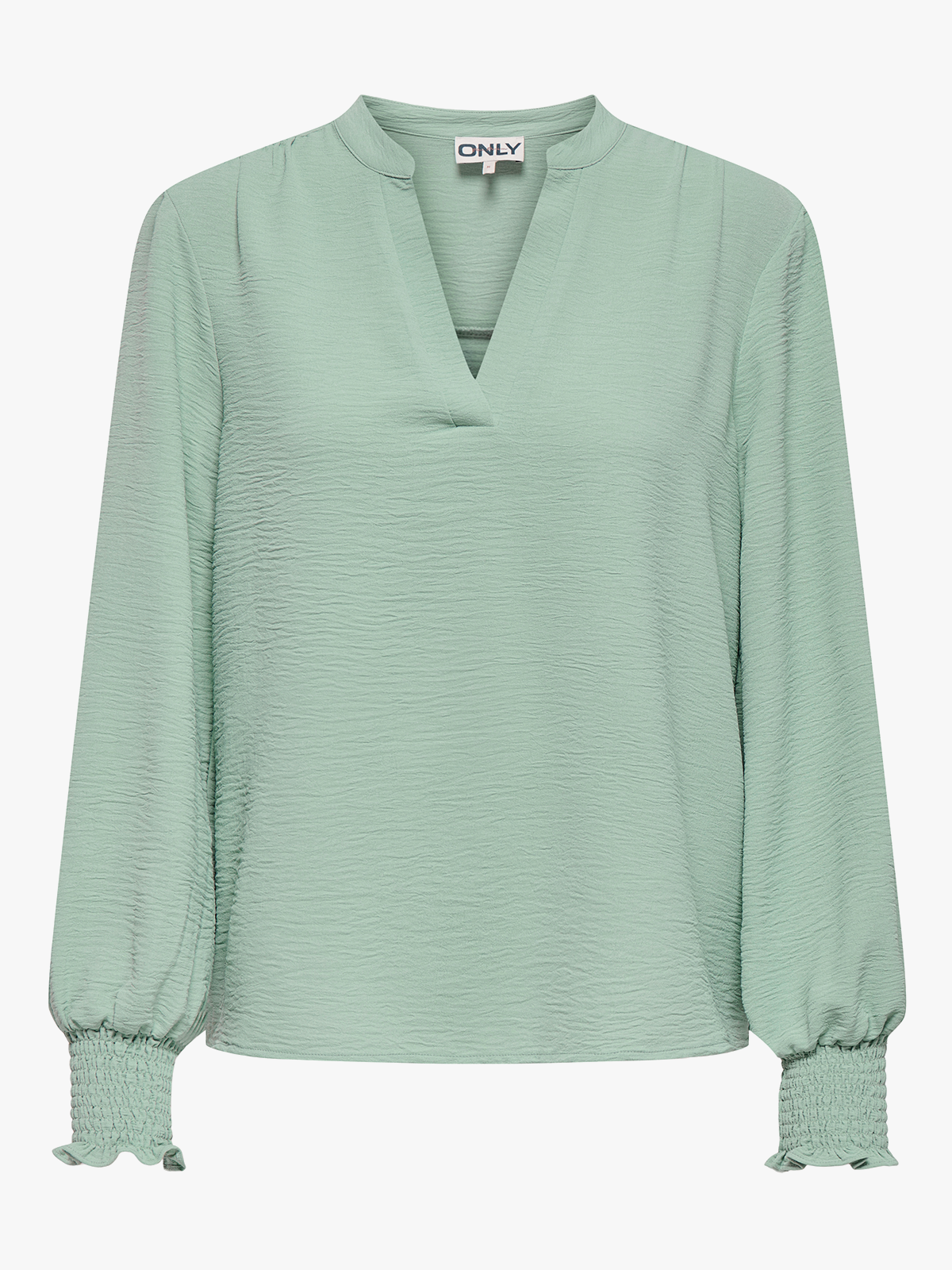 Only Mette V-Neck Long Sleeve Smock Top Jadeite