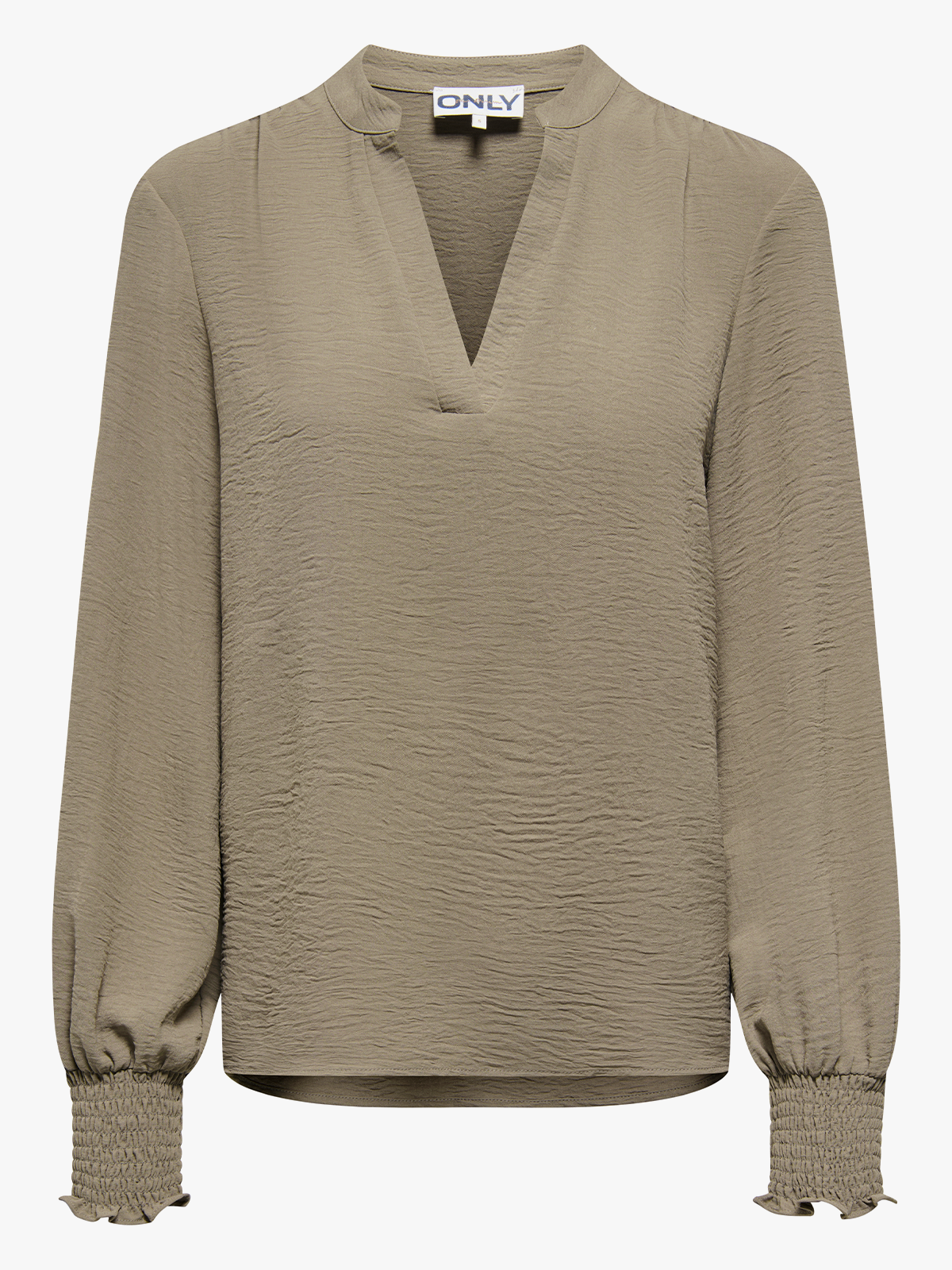 Only Mette V-Neck Long Sleeve Smock Top Walnut