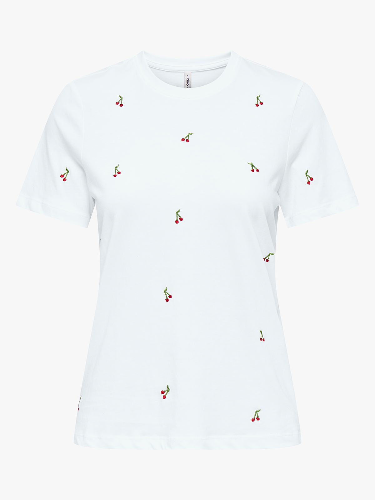 Only Ketty Life Short Sleeve O-Neck Top Bright White / Cherries