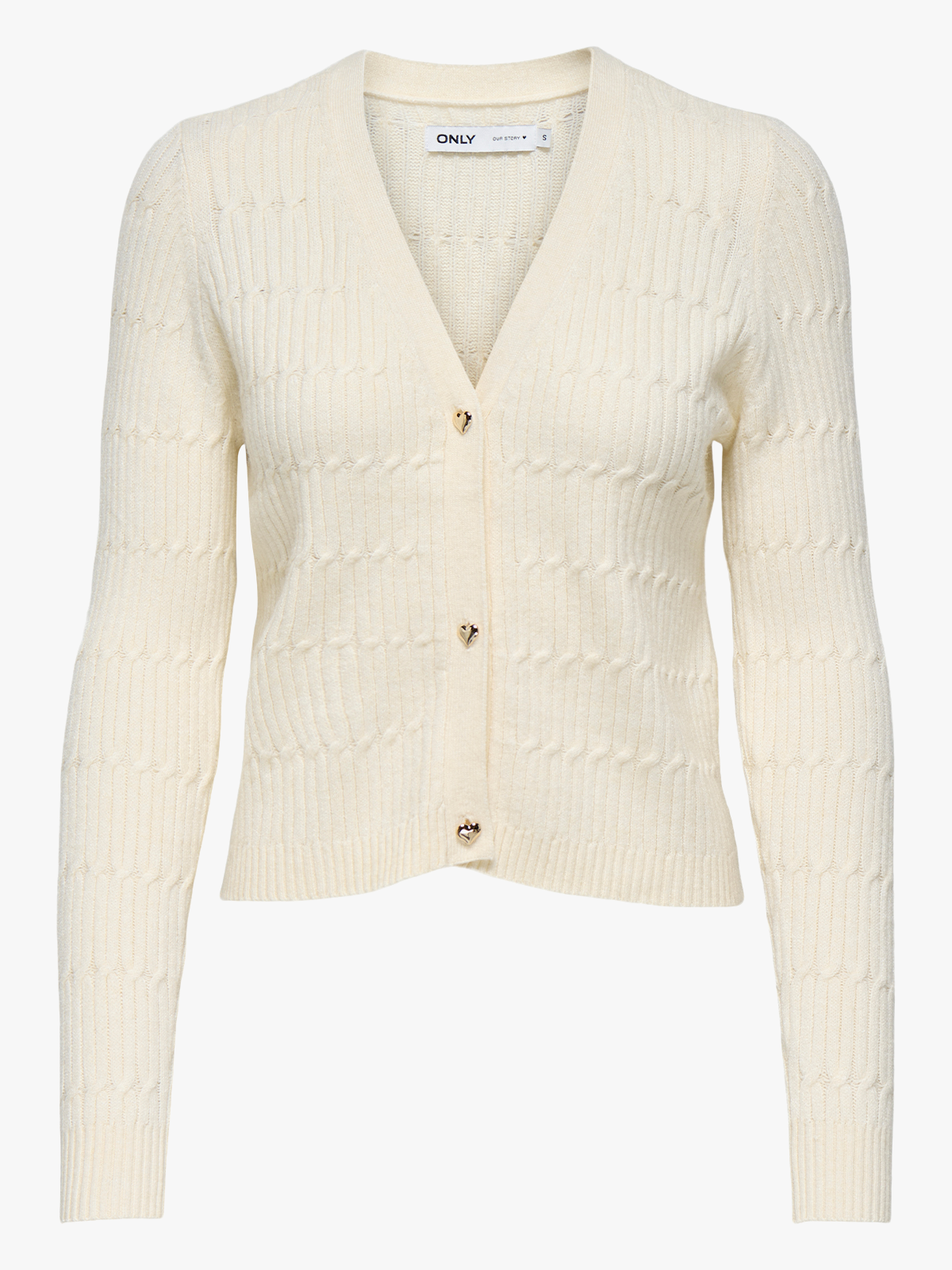 Only Katia Long Sleeve Cable V-Neck Cardigan Whitecap Grey