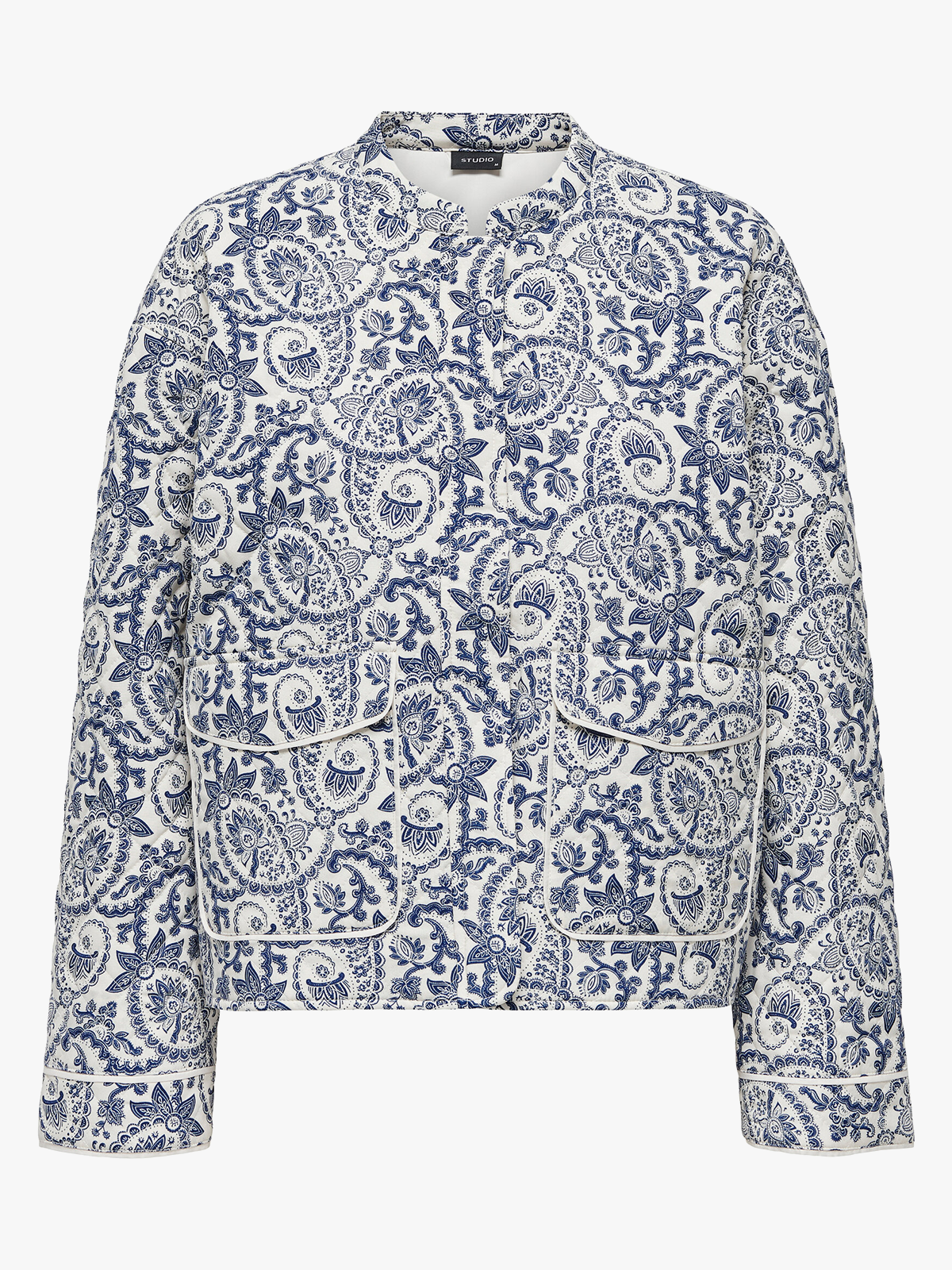 Only Hallie Quilted Jacket Cloud Dancer Blue Tile Print