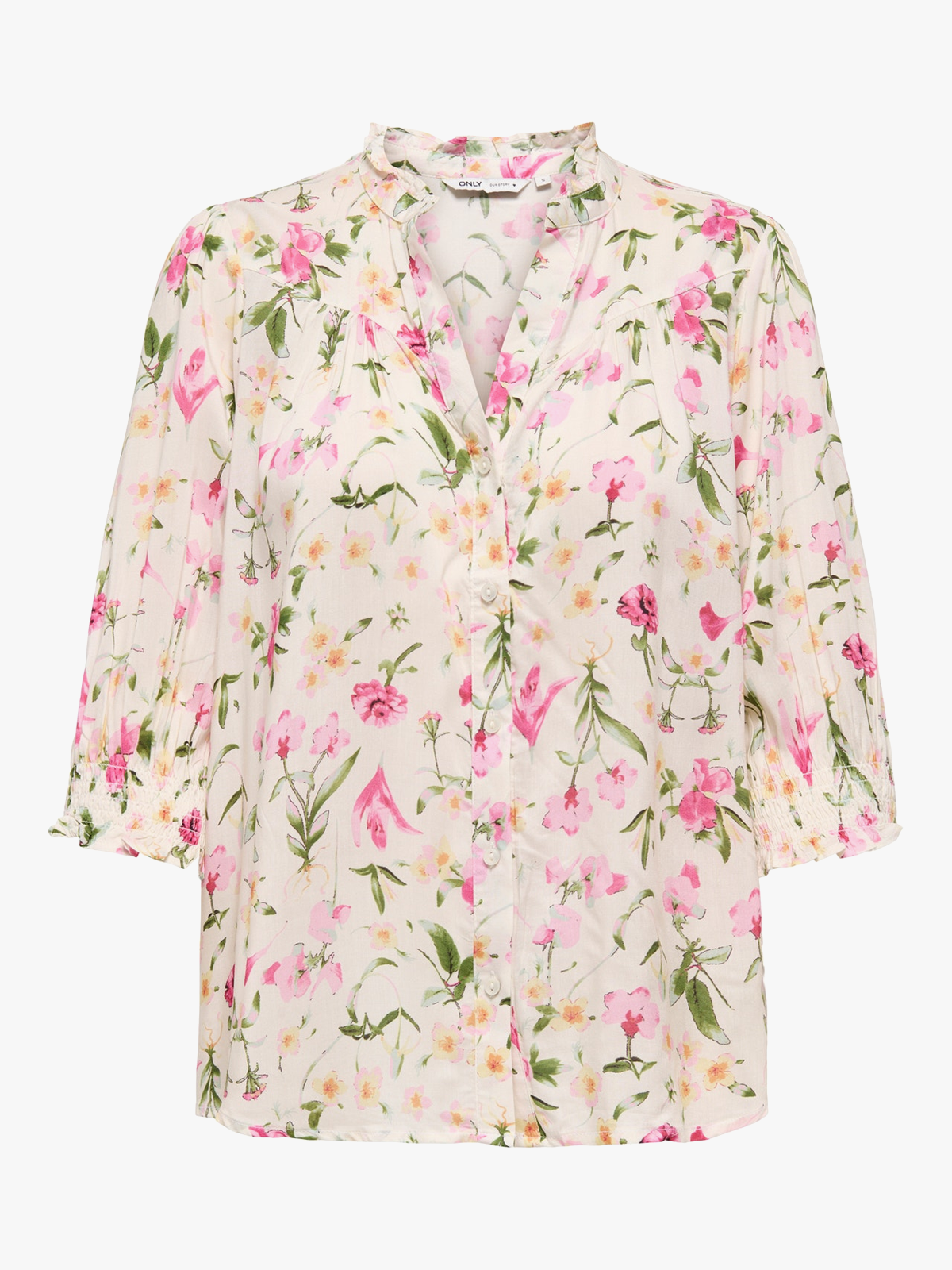 Only Raya 3/4 Shirt Cloud Dancer Liv Flower