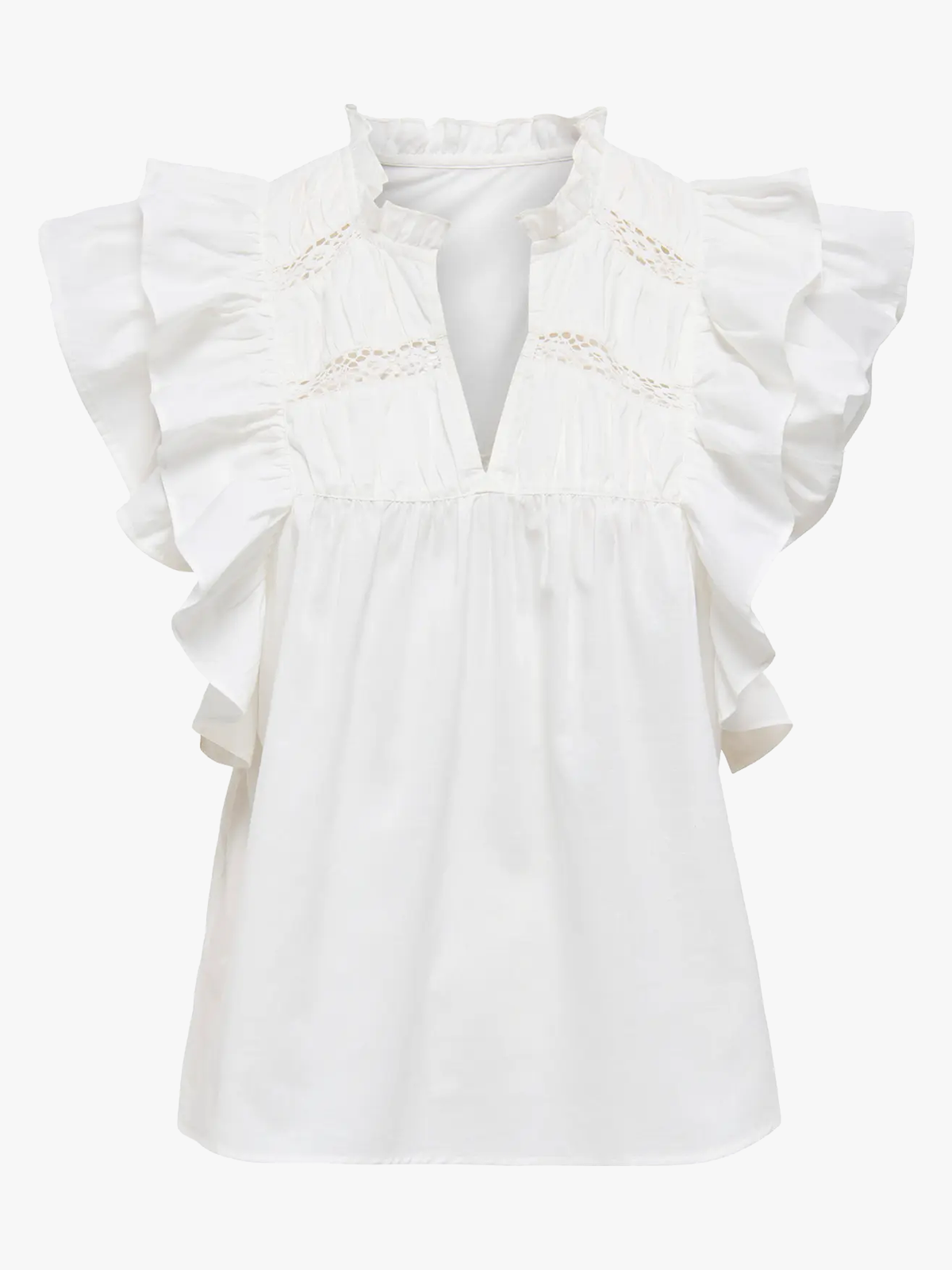 Only Sunny Capsl Frill Top Cloud Dancer