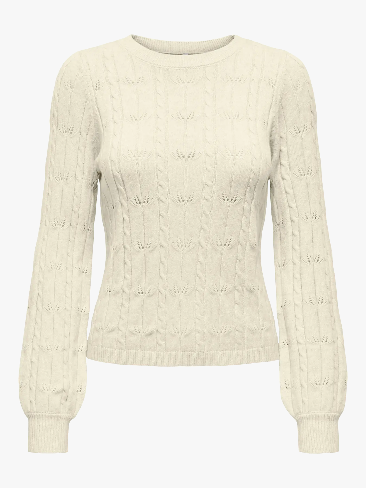 Only Katia Long Sleeve Structure O-Neck Pullover Cable Knit Baby'S Breath