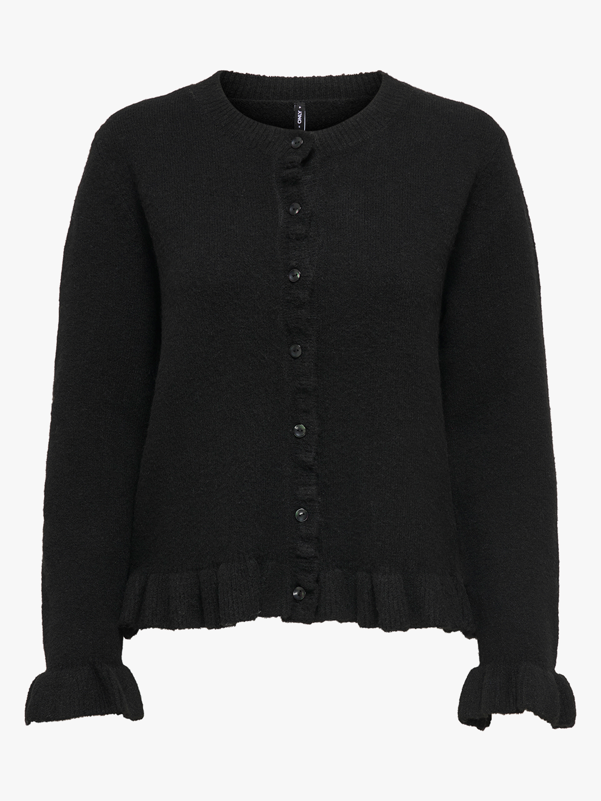 Only Rima Long Sleeve Frill Butto Cardigan CS Knit Black