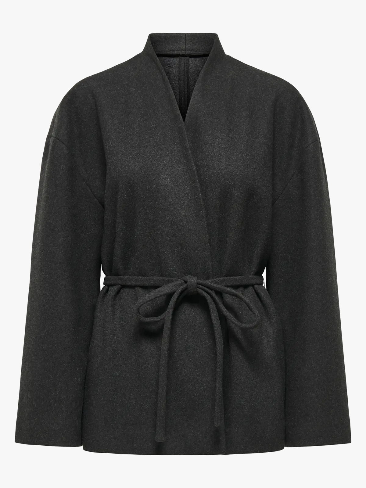 Only Fox-Trillion Belt Jacket Dark Grey Melange