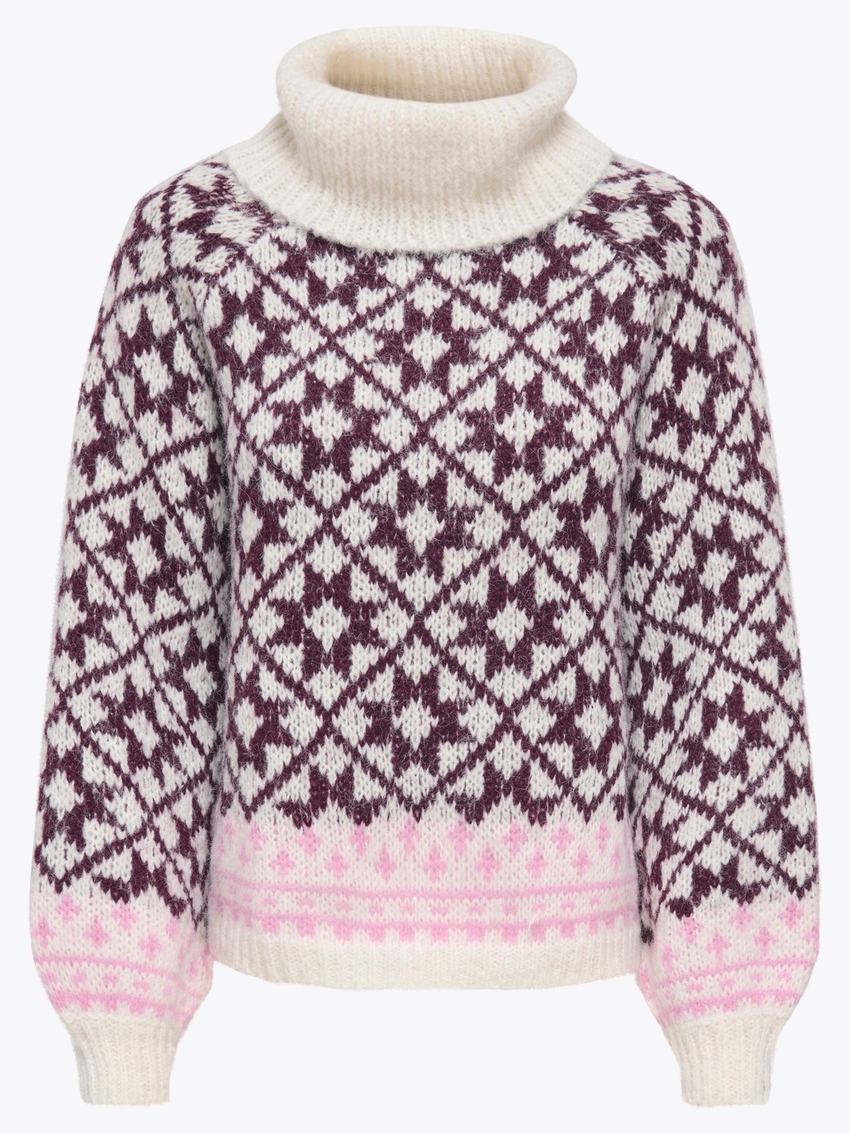 Only Caro Long Sleeve Rollneck CC Knit Birch Fig/Cyclamen