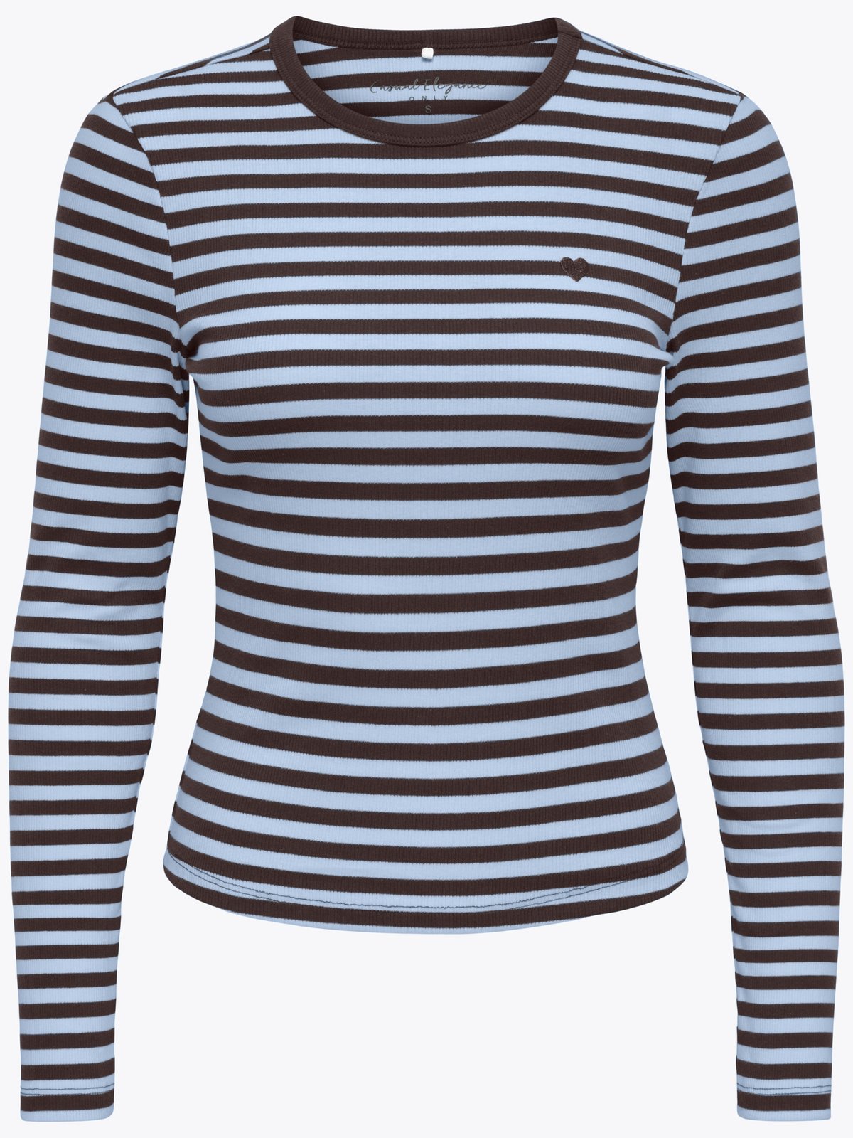 Only Val Long Sleeve O-Neck Stripe Top Coffe Bean