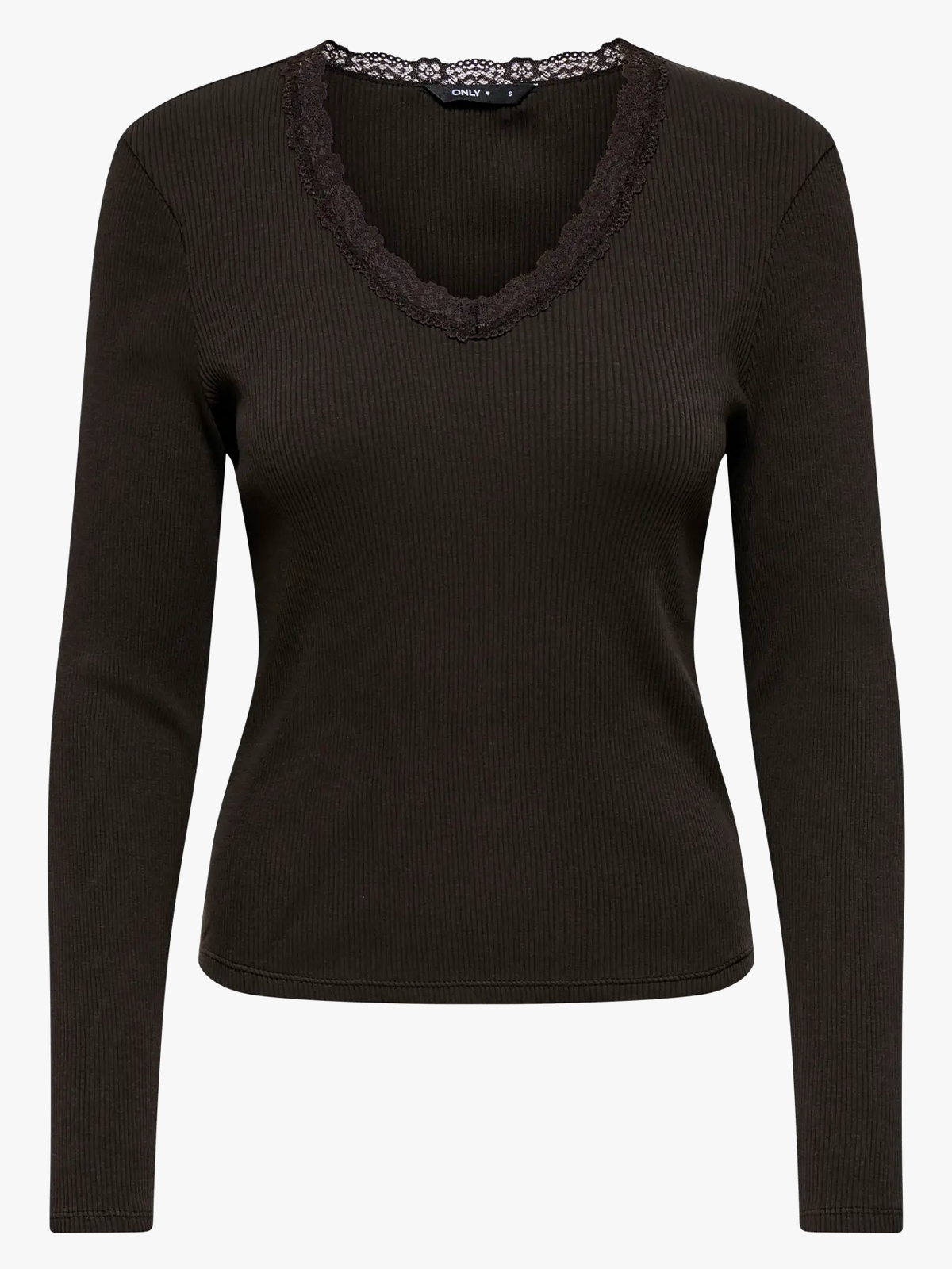 Only Sara Sharai Long Sleeve V-Neck Top Chocolate Torte