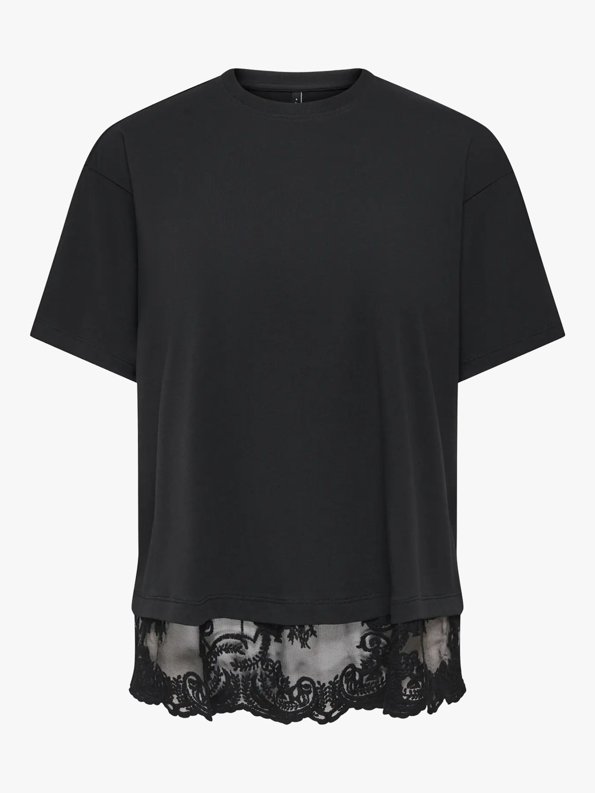 Only Vivvi Short Sleeve Lace Bottom Black