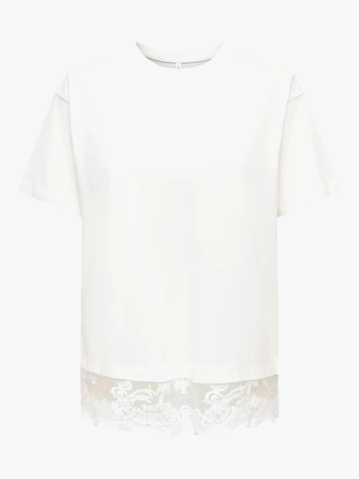 Only Vivvi Short Sleeve Lace Bottom Cloud Dancer