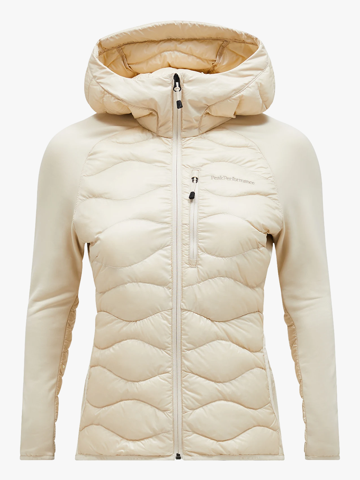 Peak Performance Helium Down Hybrid Hood Women Sand Fog