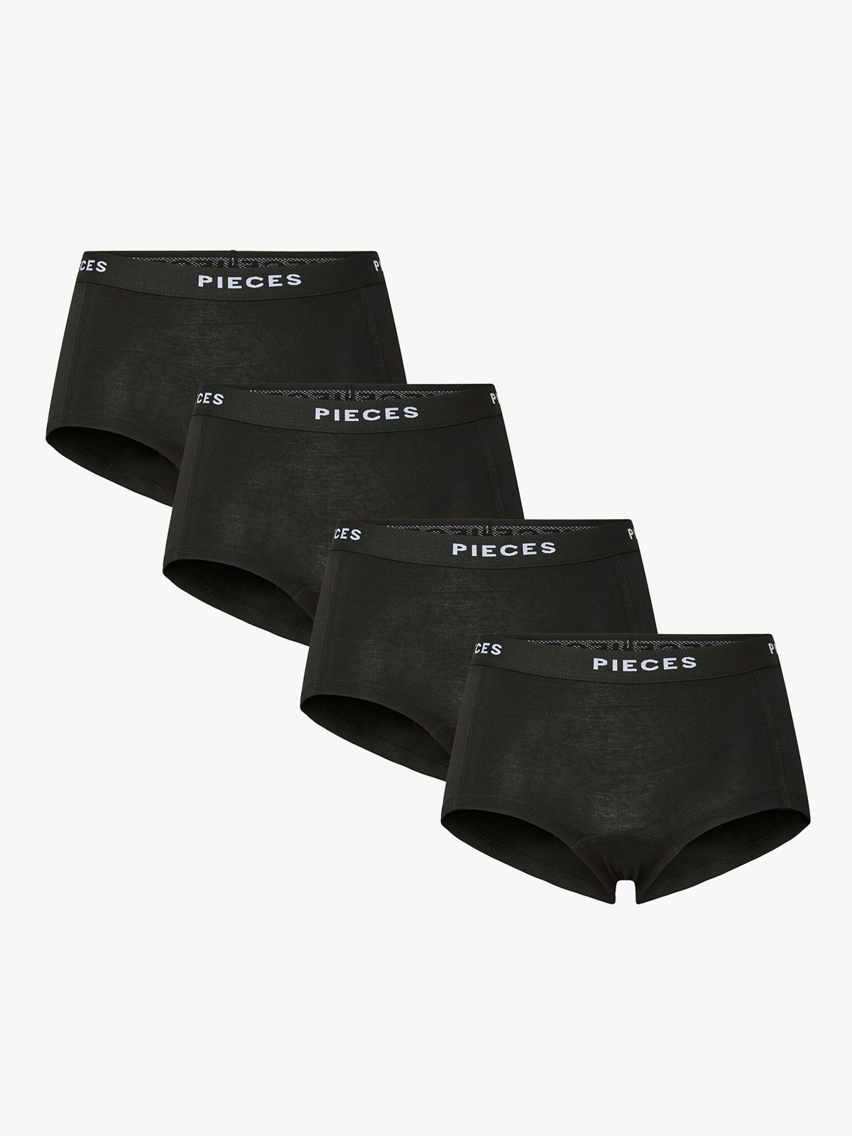 Pieces Logo Lady 4 Pack Solid Underwear Black